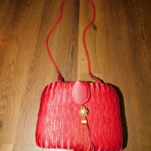 SASHA BRAND RED EVENING BAG W/ CORD STRAP